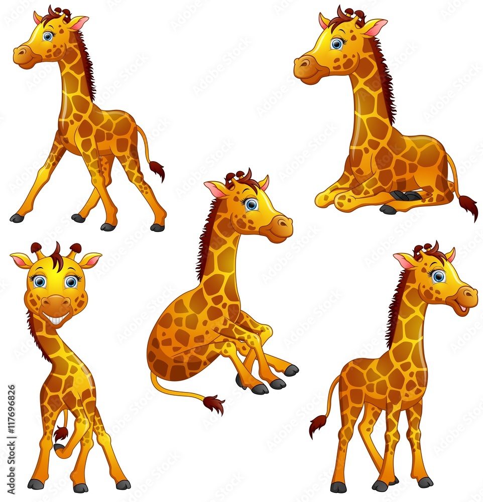 Naklejka premium Giraffe cartoon set collection