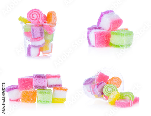 Jelly sweet, flavor fruit, candy dessert colorful on white backg