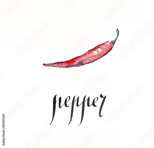 Watercolor chili pepper