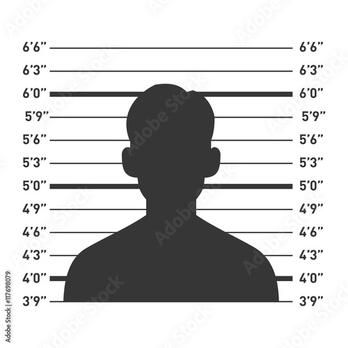 Police Lineup with Man Silhouette. Vector