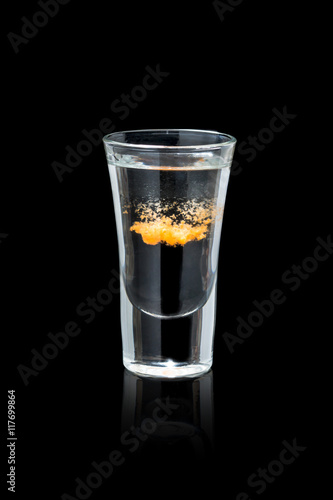 Shot cocktail on a black background
