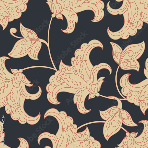 Fototapeta Naklejka Na Ścianę i Meble -  seamless pattern with folkloric flowers