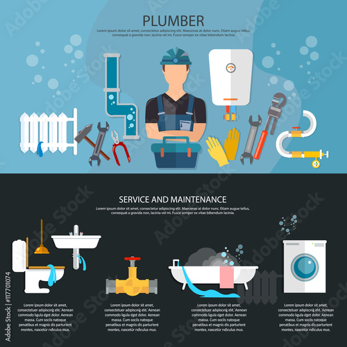 Professional plumber banner plumbing repair service