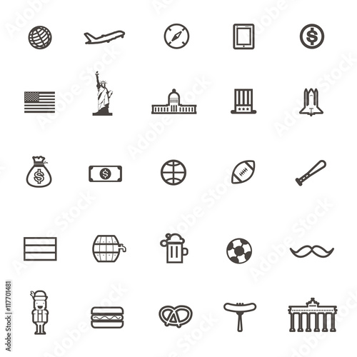 vector travel icon usa and German on white background