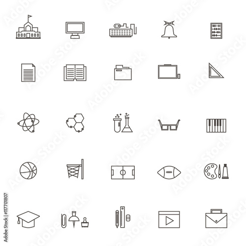 vector School education icon collection on white background