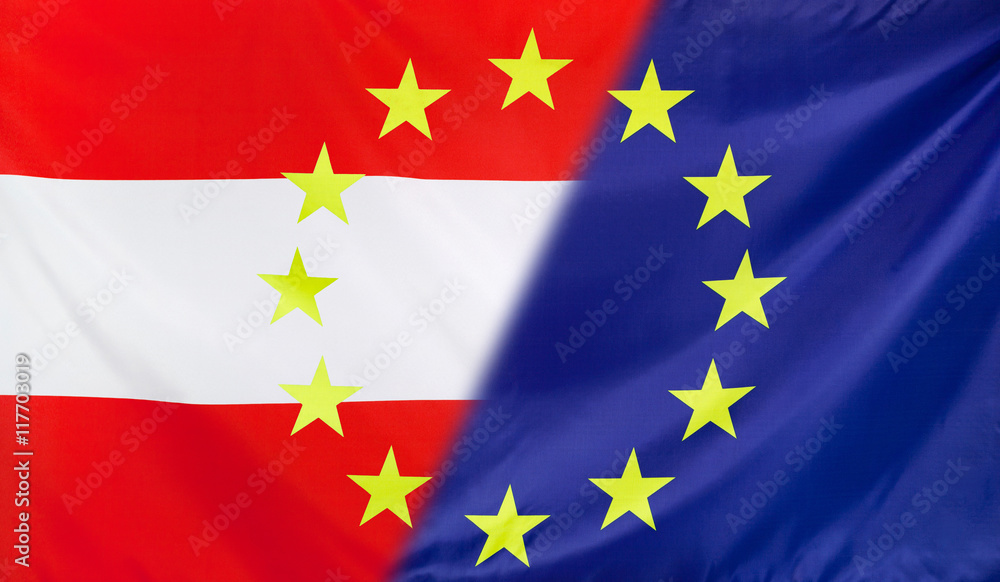 European Flag merged with Austria Flag European Flag merged with Austria Flag