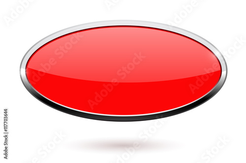 Oval red button with chrome frame