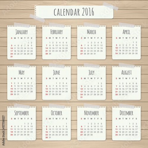 Paper 2016 calendar