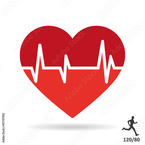 Heart beat pulse flat icon