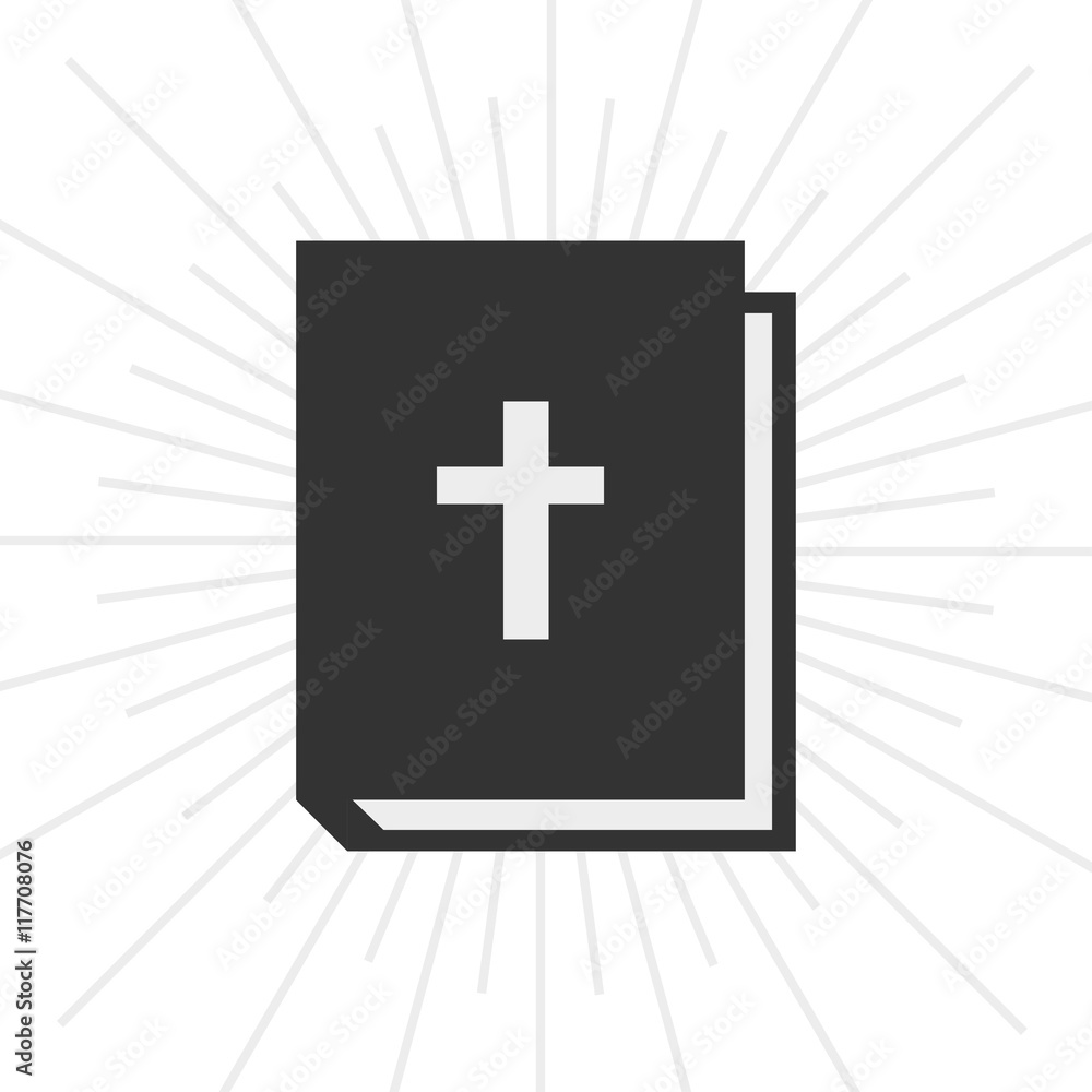 Fototapeta premium Icon book Bible in flat style and burst background