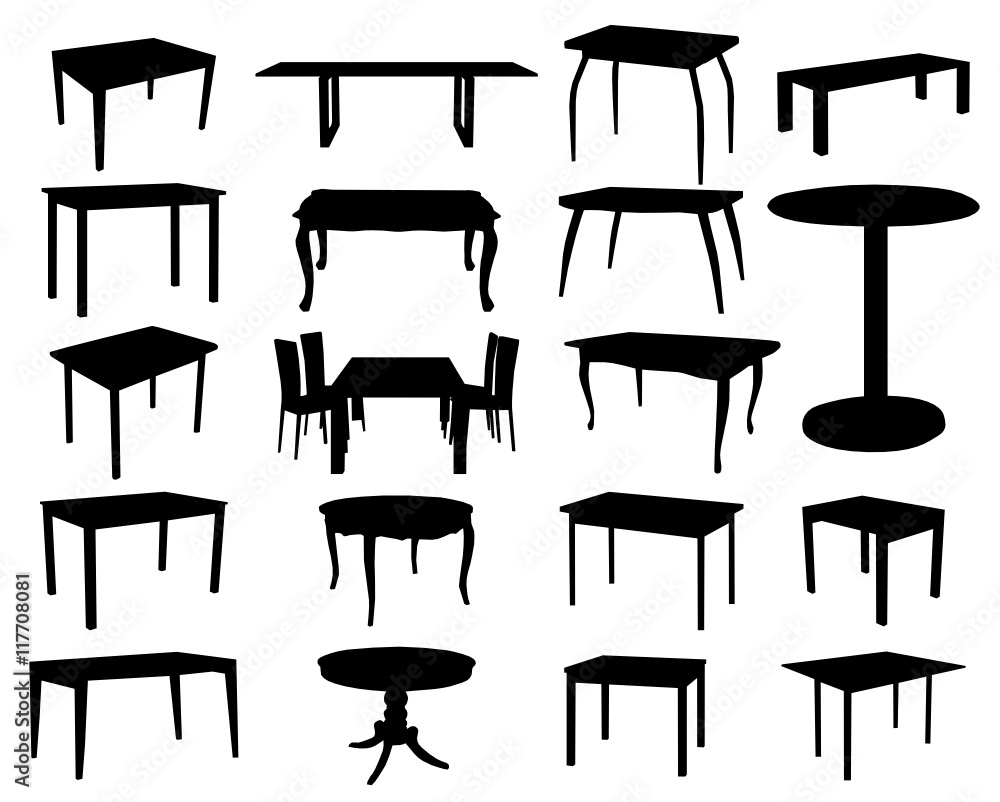 Set of table silhouettes Set of table silhouettes