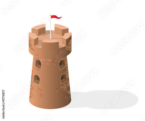 Fotografie Isometric High Quality Medieval Element with 45 Degrees Shadows on White Background