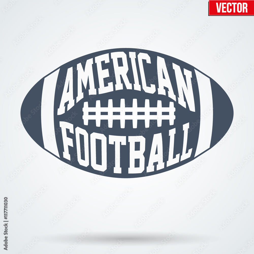 Fototapeta premium Sports symbol ball of American football with typography
