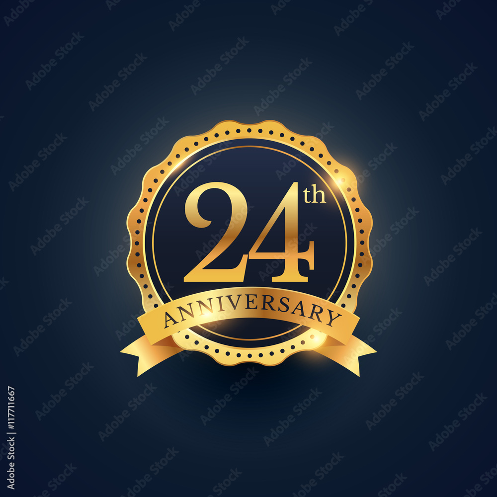 24th anniversary celebration badge label in golden color 24th anniversary celebration badge label in golden color
