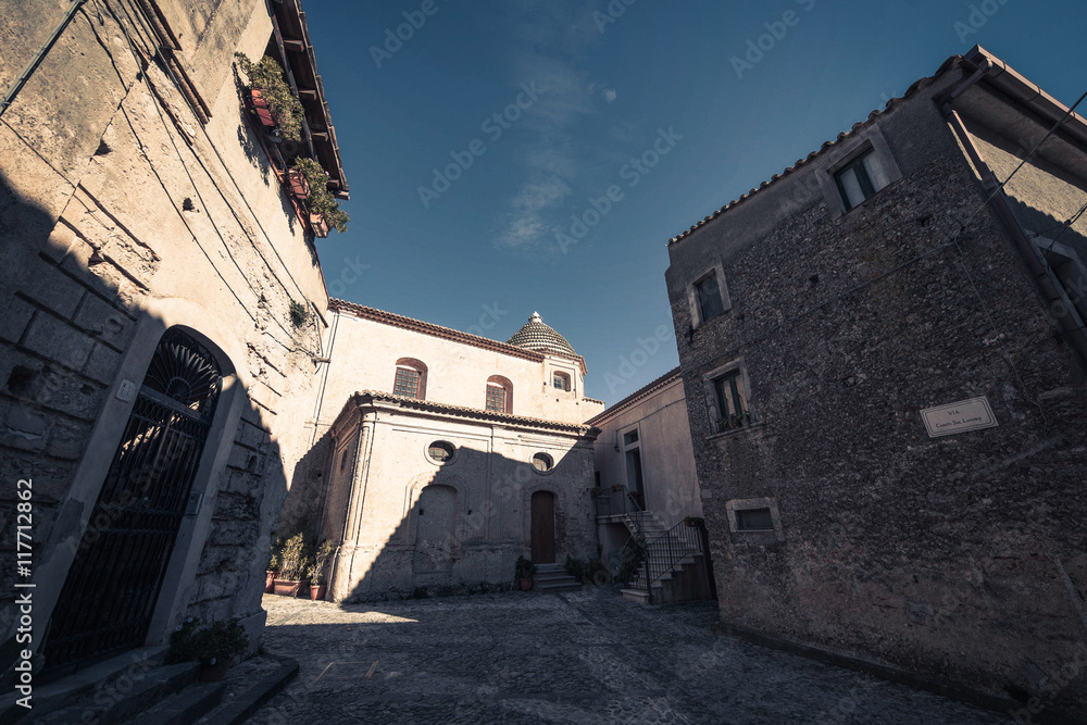View of a Vintage Street of Gerace. 