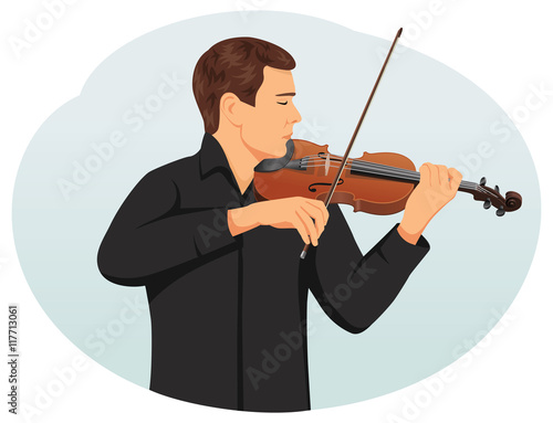 Violinist is playing classical violin. Fiddler on the stage. Traditional culture.