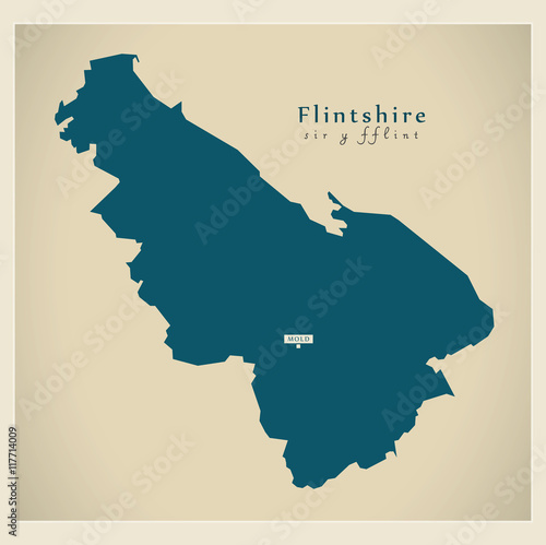 Modern Map - Flintshire Wales UK photo