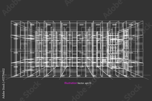 architecture abstract, 3d illustration, Top view building structure, floor plan vector
