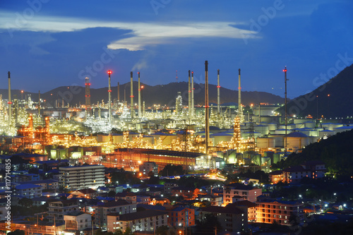 Oil refinery industry in twilight time, Thailand