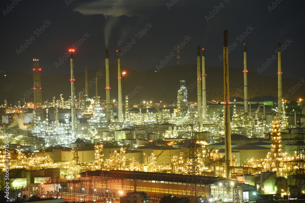 Oil refinery industry in twilight time, Thailand Oil refinery industry in twilight time, Thailand
