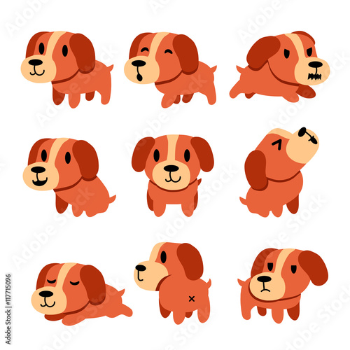 Cartoon character dog poses set