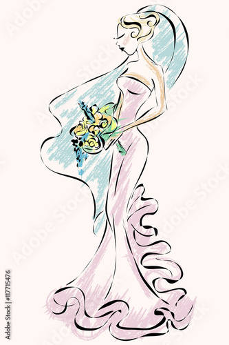 Beautiful bride in wedding dress