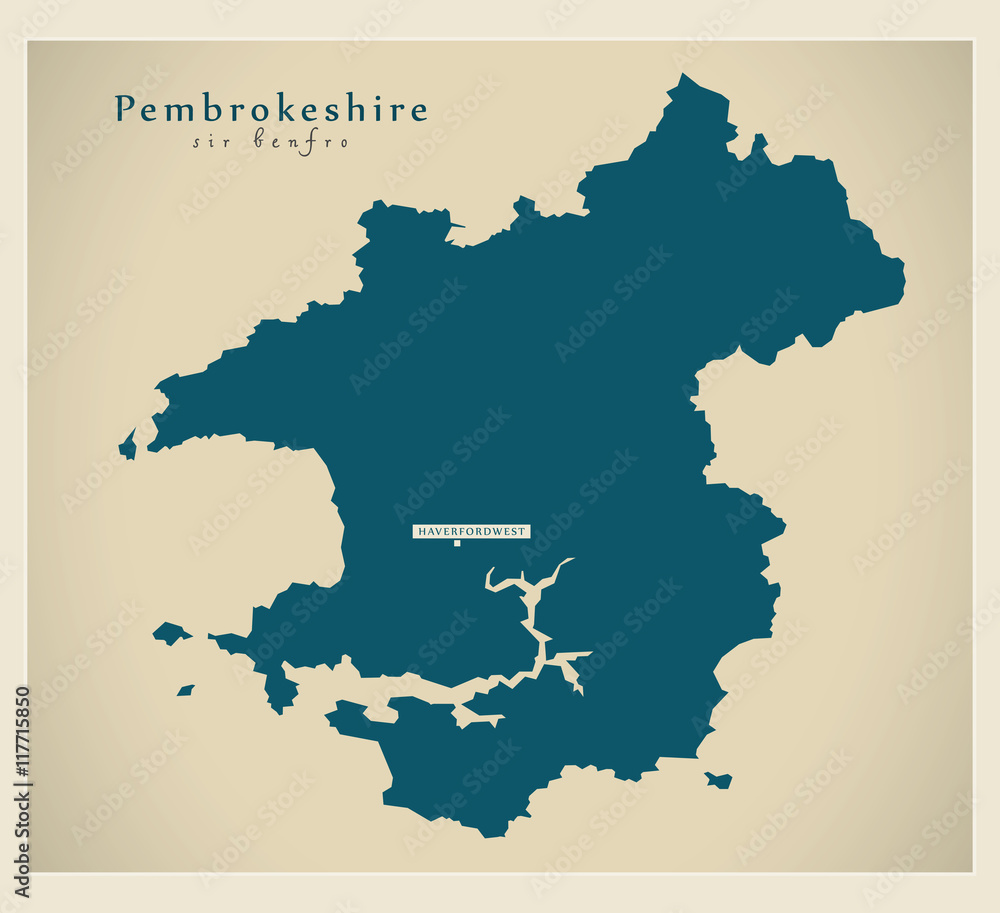 Modern Map - Pembrokeshire Wales UK
