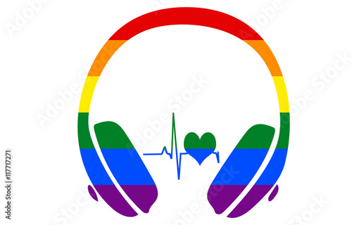 Colourful, Rainbow Headphone withe Beatline and Heart