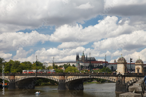view of the Prague Castle and the Bridge Legions. Prague, Czech Republic