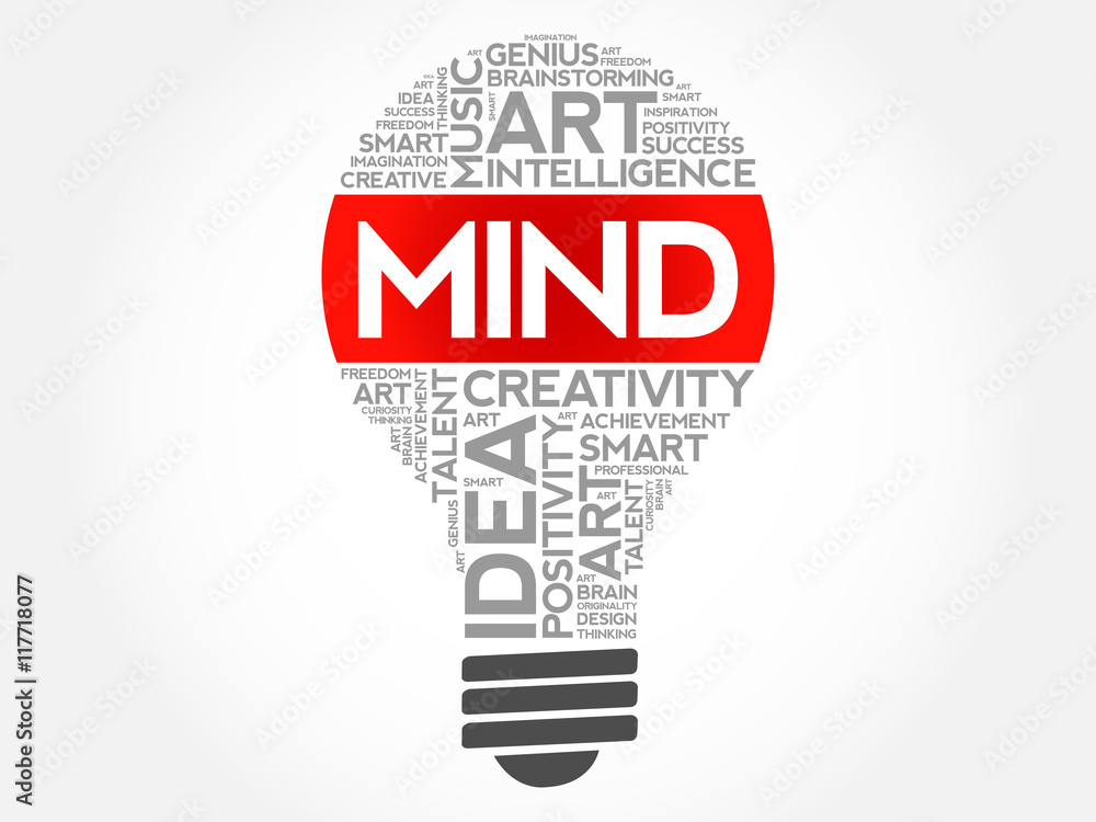 MIND bulb word cloud collage, concept background MIND bulb word cloud collage, concept background