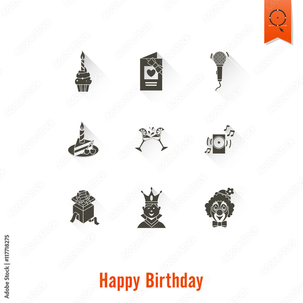 Happy Birthday Icons Set Happy Birthday Icons Set
