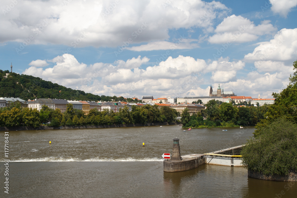 The dam on the Vltava River in Prague

