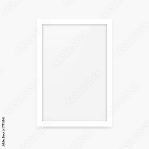 Simple clean white vertical vector blank photo frame mockup with portrait orientation (2x3)