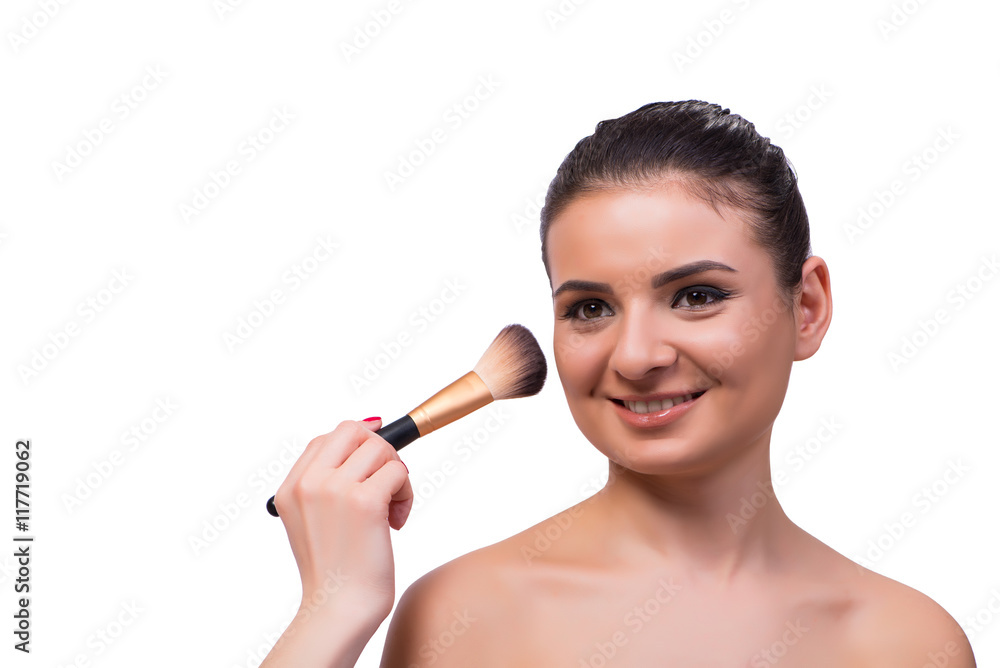 Beautiful woman during make-up cosmetics session