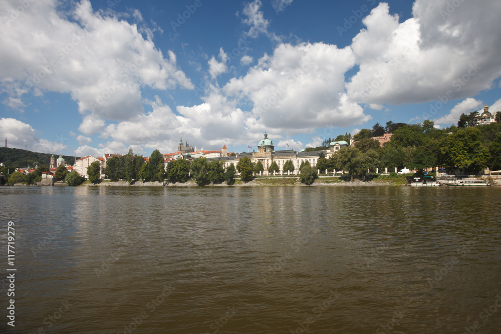 Nice view of the Vltava River in Prague