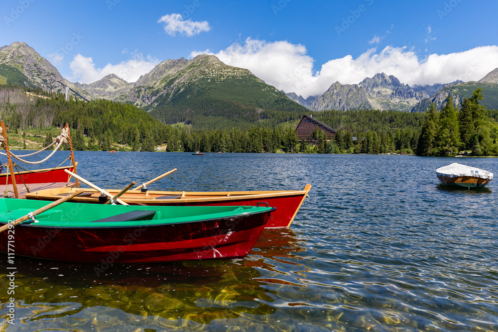 Strbske Pleso lake with Tatra mountains in background, Slovakia, Europe