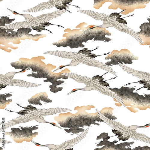 日本的な鶴パターン