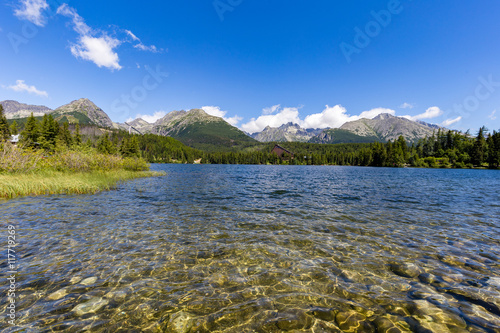 Strbske Pleso lake with Tatra mountains in background, Slovakia, Europe