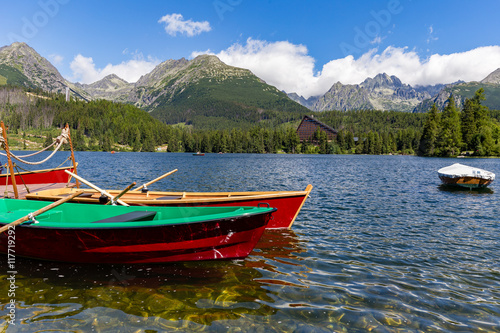 Strbske Pleso lake with Tatra mountains in background, Slovakia, Europe
