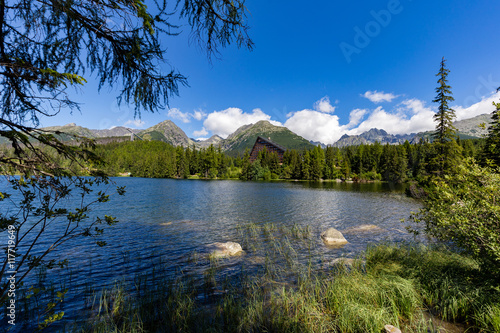Fototapeta Naklejka Na Ścianę i Meble -  Strbske Pleso lake with Tatra mountains in background, Slovakia, Europe