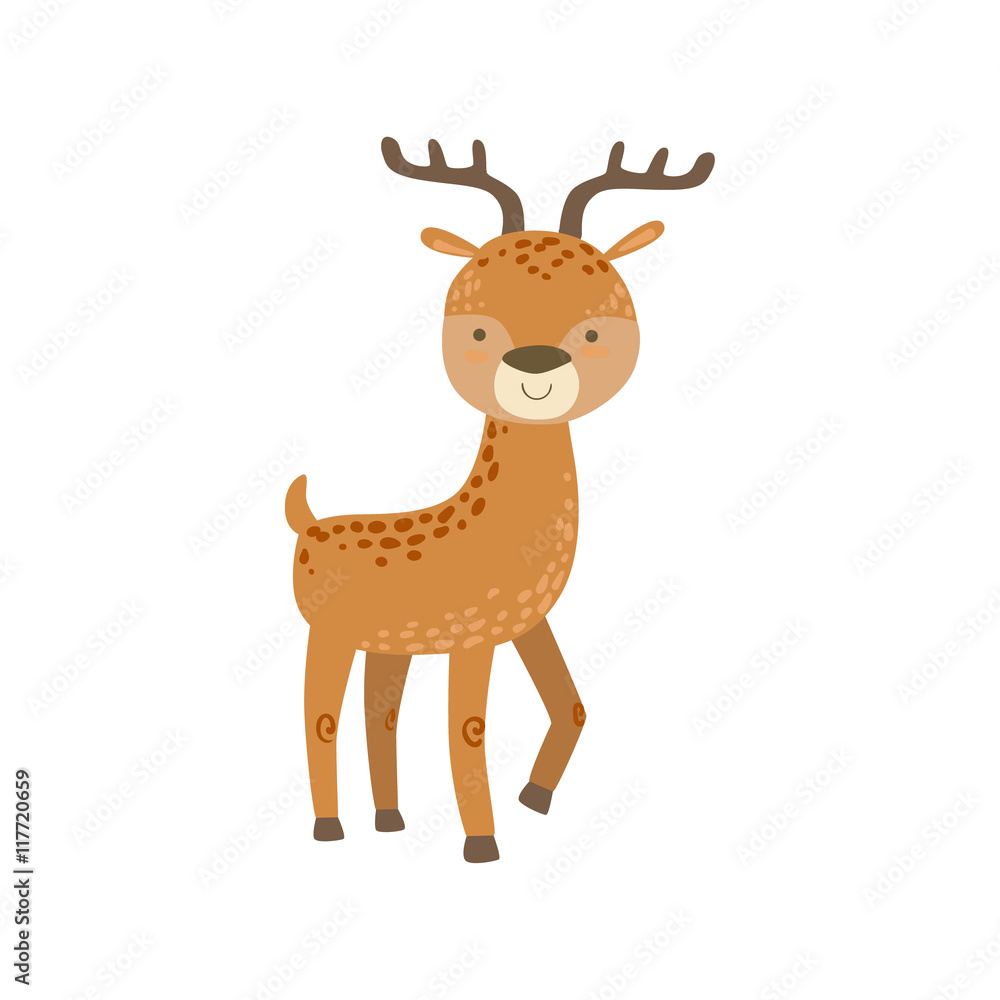 Brown Spotter Deer With Antlers Stading Brown Spotter Deer With Antlers Stading