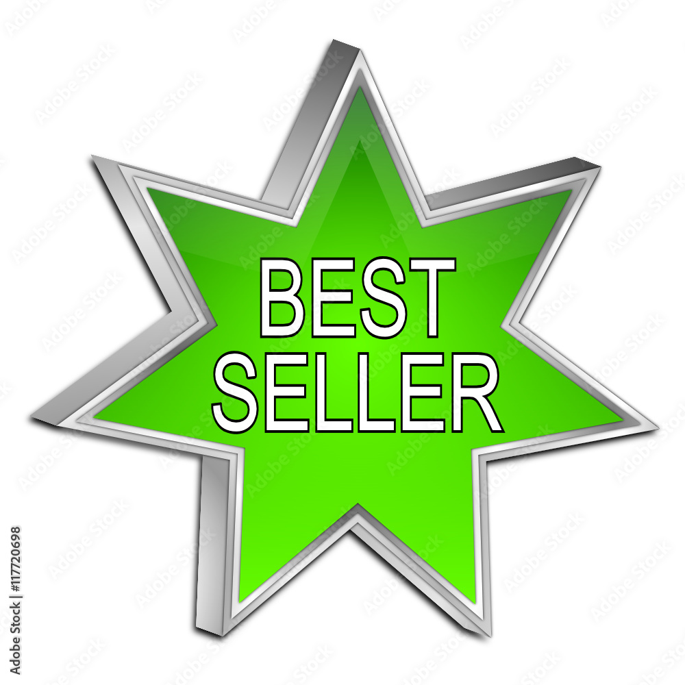Bestseller star button - 3D illustration Bestseller star button - 3D illustration