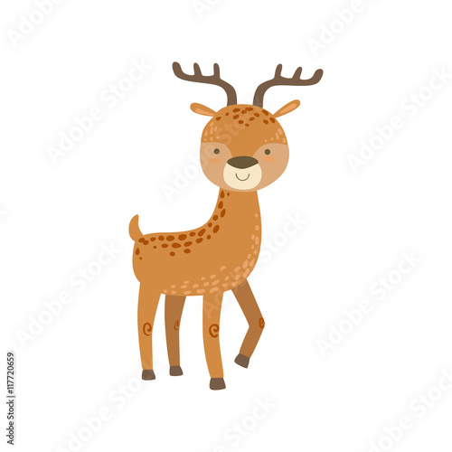 Brown Spotter Deer With Antlers Stading