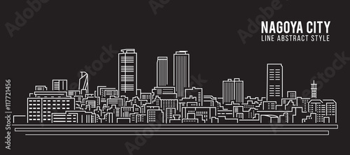 Cityscape Building Line art Vector Illustration design - Nagoya city