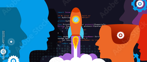 tech start-up technology programming launch rocket