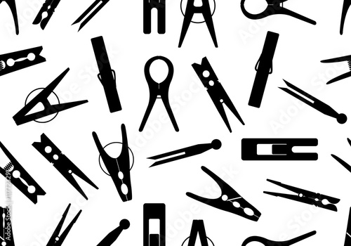Seamless clothespin background isolated on white