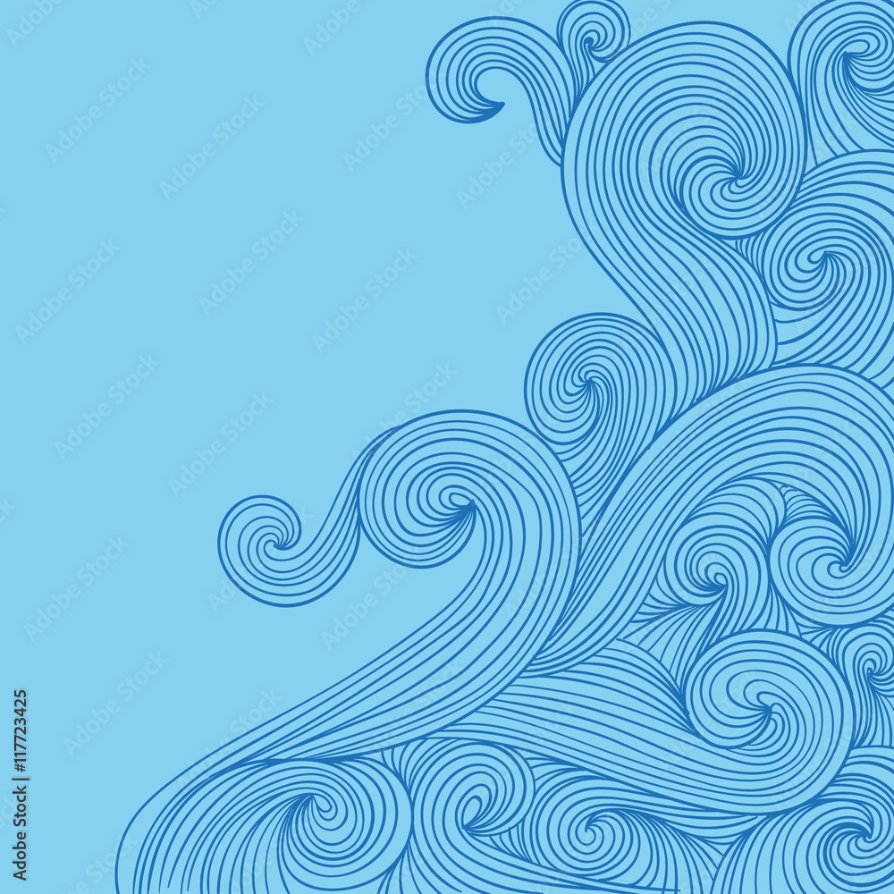 Hand drawn waves in doodle style