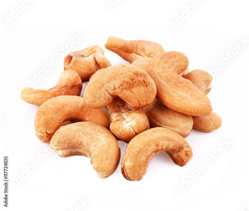 Cashews on white background