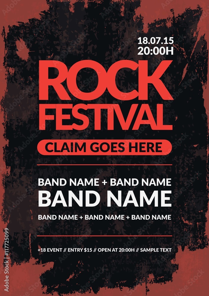 rock festival poster in grunge style Stock Vector | Adobe Stock
