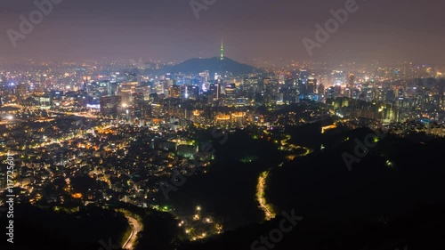 Time lapse of Seoul City Skyline,South Korea. photo